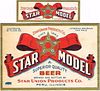 1939 Star Model Beer 12oz IL95-08V Label Peru Illinois