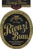 1936 Rienzi Brau Beer 12oz IL40-02 Label Chicago Illinois