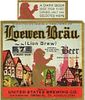 1933 Lowen Brau Beer 12oz IL51-17 Label Chicago Illinois