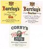 Circa 1950 Lot of 3 James Barclay Distillery Whiskey Labels Peoria Illinois
