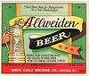 1938 Allweiden Beer Half Gallon Picnic IL54-23V Label Chicago Illinois
