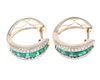 Opulent Emerald & Diamond 14k Yellow Gold Earrings