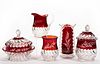 PLUME - RUBY-STAINED FIVE-PIECE TABLE SET