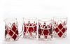 ASSORTED DUNCAN EAPG - RUBY-STAINED DRINKING ARTICLES, LOT OF FOUR