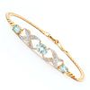 Plated 18KT Yellow Gold 2.30ctw Blue Topaz and Diamond Bracelet