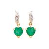 Plated 18KT Yellow Gold 1.42cts Green Agate and Diamond Earrings