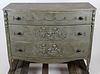 Louis XVI style painted bow front chest