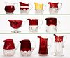 ASSORTED EAPG - RUBY-STAINED TOY / BREAKFAST CREAMERS, LOT OF 11