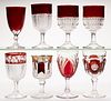 ASSORTED EAPG - RUBY-STAINED GOBLETS, LOT OF EIGHT