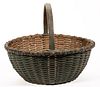 PAGE / ROCKINGHAM CO., SHENANDOAH VALLEY OF VIRGINIA PAINTED STAVE-TYPE WOVEN-SPLINT BASKET