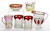 ASSORTED U. S. GLASS / STATES PATTERNS - STAINED ARTICLES, LOT OF SIX