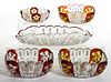 SUNKEN PRIMROSE / FLORIDA - RUBY-STAINED TABLE ARTICLES, LOT OF FIVE