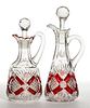 CHAMPION (OMN) - RUBY-STAINED CRUETS, LOT OF TWO