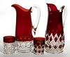 ASSORTED EAPG - RUBY-STAINED DRINKING ARTICLES, LOT OF FOUR
