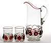 ELECTRIC - RUBY-STAINED THREE-PIECE WATER SET