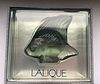 Lalique SIGNED Crystal green shade Fish  with box Made in France