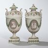 Pair of Wedgwood Tricolor Jasper Vases and Covers