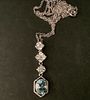 Sterling Silver Topaz With Diamond Accent Gem Set Pendant necklace
