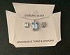 Sterling Silver Topaz With Diamond Accent Gem Set Pendant and Earring Stud