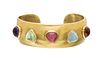 18kp Yellow Gold And Cabochon Cuff Bracelet, 53g