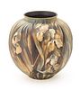 Signed J. Wagner (Royal Bonn) Ceramic Large "Iris" Vase Ca. 1910, H 12'' Dia. 12''