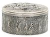 Gebruder Glaser, Hanau (German) 800 Silver Lidded Box, Ca. 1900, H 3.5'' Dia. 6.75'' 18.26t oz