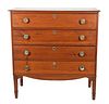 American Cherry Wood 4-Drawer Chest, 19Th C., H 42", W 40" D 18