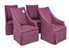 Century Furniture (North Carolina, Est. 1947) Aubergine Upholstered Host Chairs, H 43'' W 26'' Depth 30'' 4 pcs
