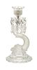 Baccarat, France, Dolphin Base Frosted And Clear Candelstick, Signed Ca. 1920, H 13'' 1 pc