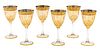 Crystal Wine Glasses, Gold Rims H 7'' Dia. 3.5'' 6 pcs