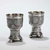 Pair of Bavarian Coin-mounted .800 Silver Goblets