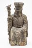 Chinese Carved Wood Seated Scholar, H 17.5'' W 8.5'' Depth 7.5''