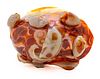 Chinese Carnelian Carved Stone, Five Fish On Seashell W 5.5'' L 9.5''