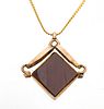 18kt Gold Chain, Carnelian Pendant With 9kt Setting, L 23'' 8g