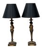 Brass Table Lamps, Bound Cherubs, Early 20th, Pair, H 20'' W 4.25''
