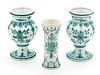 Delft (Holland) Glazed Stoneware Urn Form Vases, Bud Vase, H 6'' Dia. 3.5'' 3 pcs