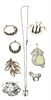 Sterling Silver Brooches, Pendants, Chain Necklace 89g 8 pcs