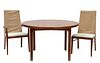 Danish Modern Dining Table And Six Chairs, H 29'' Dia. 48'' 7 pcs