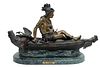 After Duchoiselle (French 19th C.) Bronze Sculpture, "Allegory Of The Hunt", H 18'' W 9'' L 25''