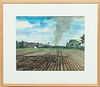 Norman MacLeish, 1890 - 1975, Watercolor Farm Scene "Smoke", H 15'' W 19''