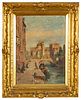 George Charles Haite (British, 1855-1924) Oil On Beveled Panel, Ca. 19th.c., Venice Canal Scene, H 15.5'' W 11''