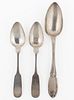 WILMINGTON, NORTH CAROLINA RETAILED COIN SILVER SPOONS, LOT OF THREE