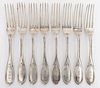 NEW YORK CITY, NEW YORK COIN SILVER PLACE FORKS, SET OF EIGHT