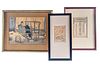 3 Framed Japanese Woodblock Prints