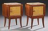 Pair of French Art Deco Carved Walnut Marble Top N