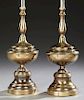 Pair of Contemporary Brass Plated Lamps, 20th c.,
