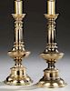 Pair of Contemporary Brass Plated Candlestick Lamp