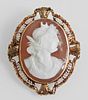 10K Rose Gold Cameo Pendant/Brooch, early 20th c.,