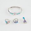 Group of 4 Pcs Opal & Sterling Silver Jewelry