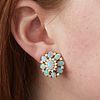 18k Yellow Gold Opal & Diamond Earrings